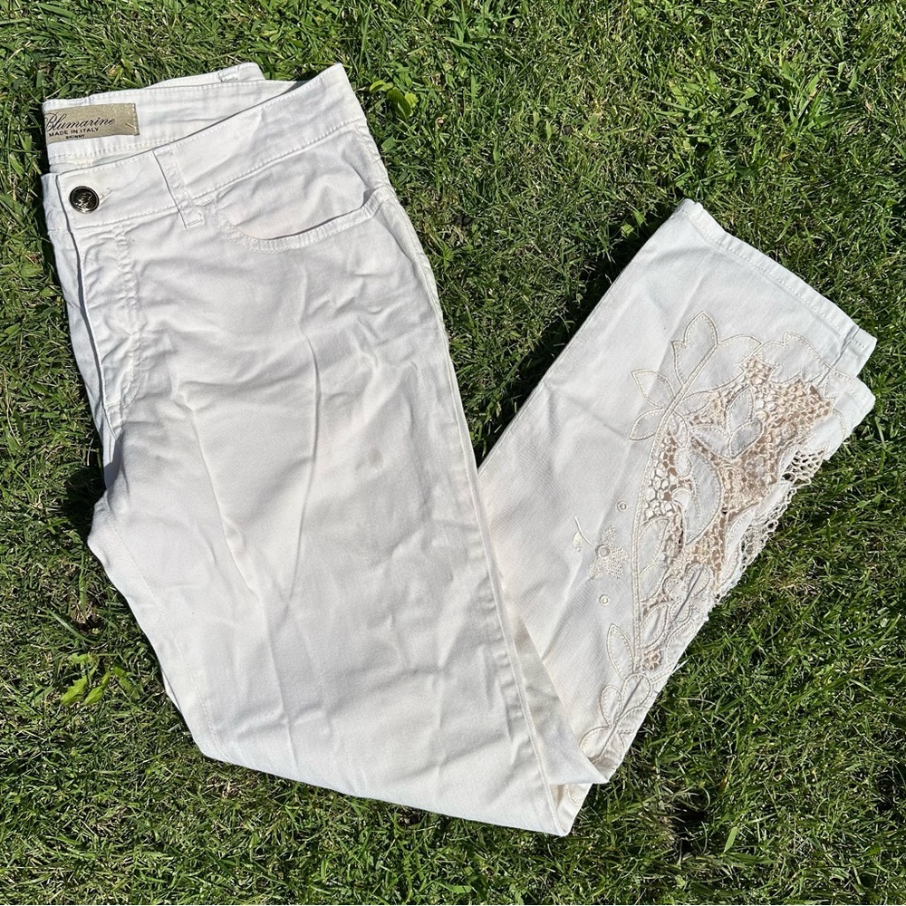 blumarine white lace pants